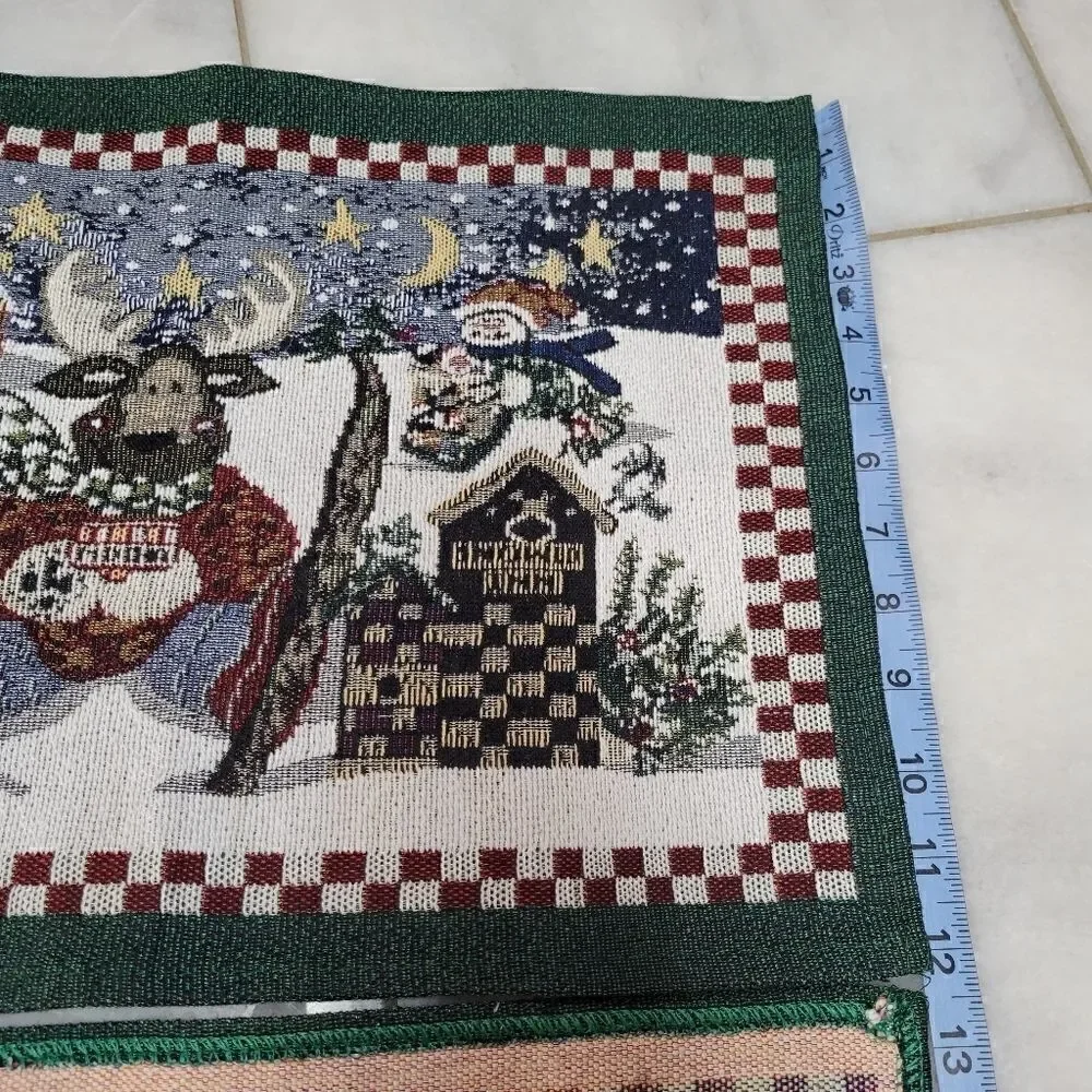 Lorie Korsgaden Cottage Cozy Moose Ski Christmas Embroidery Placemats, set of 2
